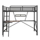 ZNTS Full Size Loft Metal&MDF Bed with Desk and Shelf, Black 26455589