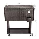 ZNTS 80QT Rattan Square Legs Cooler with Shelf 16526367