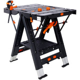 Portable Folding Work Table, 2-in-1 as Sawhorse & Workbench, Large Load Capacity with 2pcs Clamps W465P182390