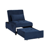 Modern Lift Top Storage Bench with Pull-out Bed 1pc Dark Blue Velvet Tufted Solid Wood Furniture B011P170003