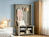 Grey Hall Tree with Shoe Storage Bench Entryway Organizer for Living Room Hall Tree Bench 00742212