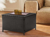 Outdoor PE Wicker Side Table with Storage, Patio Rattan End Table 77765247