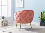 ZNTS Gorgeous Living Room Accent Chair 1pc Button-Tufted Back Covering Rose Color Velvet Upholstered B01167364