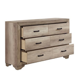 1pc Natural Finish 6-Drawers Dresser w Black Hardware Bedroom Furniture Rustic Contemporary Design B011P145832