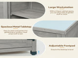 Potting Bench with Storage Cabinet and Metal Table Top for Outdoor Patio,Outdoor Work Station Table 23479910