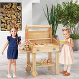 Wooden Barbecue Grill Playset with Play Food Grilling Tools 78162241