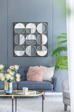 35.6" in Eclectic Styling Metal Beaded Black Wall Mirror with Contemporary Design for W2078124371