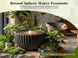 17.5" Gray Stone Sphere Water Fountain with 6 LED Lights Indoor Outdoor Water Feature 44486514