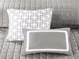 8 Piece Comforter and Quilt Set Collection Grey Full/Queen B03597094