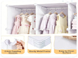 3-Cube White Modular Kids Closet, PP & Metal Storage Organizer with Hanging Rods, Tool-Free Assembly 57150014