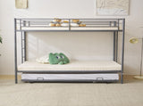 Twin Over Twin Bunk Bed with Trundle, Triple Bunk Beds for Kids Teens Adults, 14867241