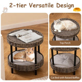 2-Tier Rattan Cat Bed , Gray 59665723
