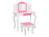 Three-Fold Mirror Single-Drawing Curved Foot Children Dressing Table Red Dots 86853983