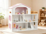 3-Floor Wooden Dollhouse for Kids, 5 Play Areas Pretend Play House with Movable Elevator & Stairs, 61783126
