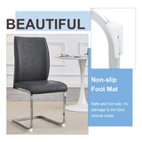 Luxury Simple Arch Chair - Set of 4 Dark Gray PU Material High Resilience Dining Chair with Arched W1151P154855