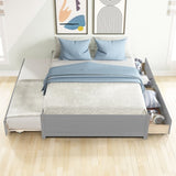FULL BED WITH TWIN SIZE TRUNDLE AND TWO DRAWERS FOR GREY COLOR W69732770
