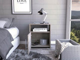Nordico Nightstand , End Table, Side Table One Shelf, Single Door Cabinet, Metal Handle -Light Gray B07091971