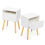 2-piece modern bedside table, bedroom coffee table with drawers, shelves, living room bedside W2181P149701