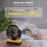 24000mAh Camping fan Rechargeable Battery Operated Fan 9inch 4 Speeds Usb Table fan Yellow 09042008
