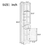 Tall Bathroom Cabinet, Freestanding Storage Cabinet with Drawer, MDF Board, Adjustable Shelf, Grey WF289423AAG