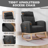 Modern Accent Rocking Chair Rocking Chair with Solid Wood Legs, Upholstered Nursery Glider Rocker, 20563339