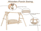 6.5ft Hardwood Patio Garden Outdoor Porch Swing with Stand, Rustic Loveseat Swing Chair for 2 88302644