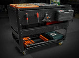 3-Tier DIY Detachable Utility Cart Storage Tool Cart With Steel Pegboard, Foldable Rolling Tool Cart W2801P283428