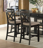Transitional Style Counter Height Chairs Set of 2pc Black Finish Wood Beige Fabric Seat B01169895