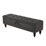 59" Bed Bench with Storage Grey Fabric W1097124942