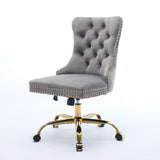 A&A Furniture Office Chair,Modern Velvet Upholstered Tufted Button Home Office Chair with Golden W1143P292468
