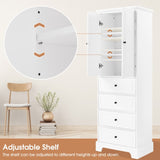 Storage Cabinet with 2 Doors and 4 Drawers for Bathroom, Office, Adjustable Shelf, MDF Board with WF302825AAK