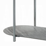 Grey High Gloss and Chrome Sofa Table with Bottom Shelf B062P209133