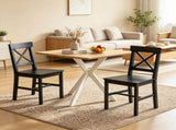 Black Farmhouse Wooden Dining Chairs Set of 2 with Cross Back Design for Kitchen Table 44201883