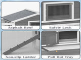 2-Story Large Wooden Rabbit Hutch Pet House with Ramps, Lockable Doors, Run Area and Asphalt Roof 67210281
