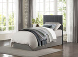 1pc Twin Headboard Gray Fabric Upholstery Padded Vertical Channel Tufted B011P210113