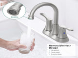 Bathroom Faucet Brushed Nickel, 4" 2-Handle centerset basin faucet with Pop-up Drain & Supply Lines 03176682