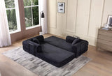 Convertible Sleeper Sofa Bed with Cylindrical Pillow - Corduroy Folding Mattress Couch with W3199P277913
