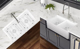 Ceramic White 33*18*10" Kitchen Double Basin Farmhouse Sink Rectangular Vessel Sink JY3318A