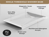 48x32 Inch White Acrylic Shower Base, Right Drain, Non-Slip Surface T5595P487470