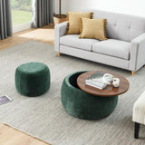 ZNTS Round Storage Ottoman, 2 in 1 Function, Work as End table and Ottoman,with small W487P165701