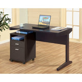 Home office desk with modesty panel and detached cabinet on locking wheels with two drawers B107P283305