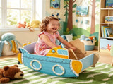 Wooden Rocking Boat Toy with Rotating Propeller, Toddler Climbing Rocker with Handrails, Indoor Play 12170886