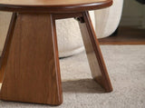 15.55" Round Side, Small Wood Coffee with Three Slanted Legs, Modern Minimalist Accent W3158P540538