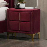 Red And Gold Coated 1pc Nightstand Bar Pull Handle Fully Upholstered Flannelette Classy Bedroom B2741P350273