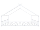 White Flat Bed House Shape with Side Guardrails Twin Children's Iron Bed 70816319
