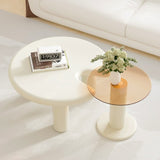 Circular Beige Cream Coffee Table Set Easy Assembly for Living Room 28373890