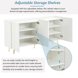 ON-TREND Luxurious Shoe Cabinet with 5 Metal Legs, Modern TV Stand with 4 Adjustable Shelves for TVs N721P191139K