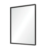 36x24inch Black Rectangular Bathroom Mirror Square Angle Metal Frame Mounted Hanging Plates W2091127006