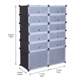 ZNTS 12-Cube DIY Shoe Rack Modular Organizer Plastic Cabinet 6 Tier Modular closet cabinet with Doors 40316296