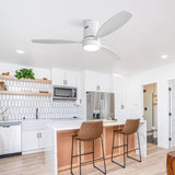 52 Inch Flush Mount Solid Wood Ceiling Fan With 6 Speed Remote Control Reversible DC Motor For Home W882P294267